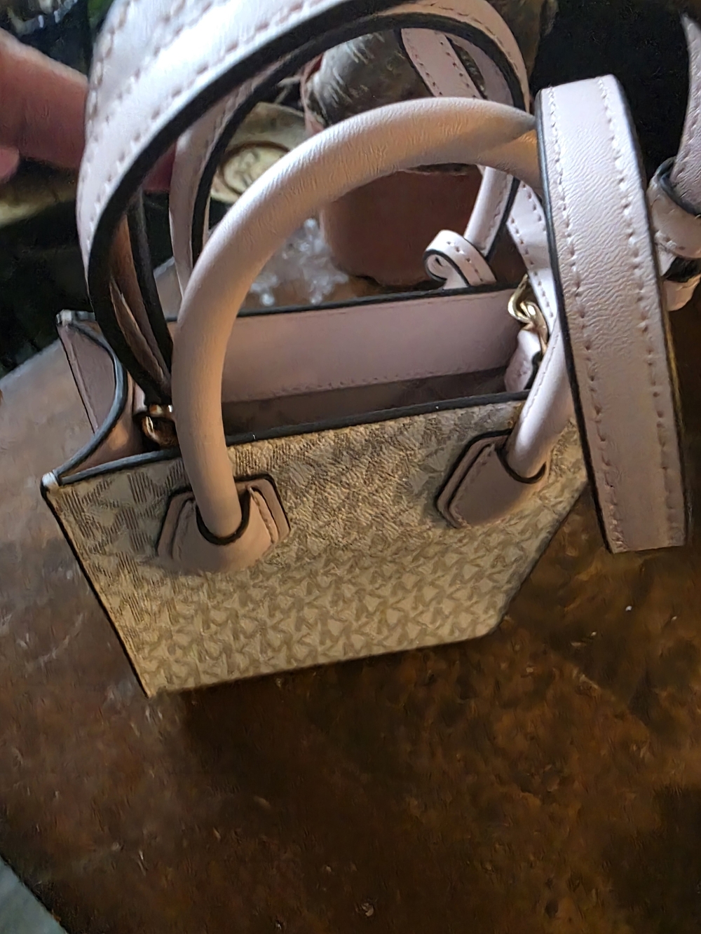 Michael Kors Pink Trim Signature Logo Crossbody Satchel - Picture 3 of 5